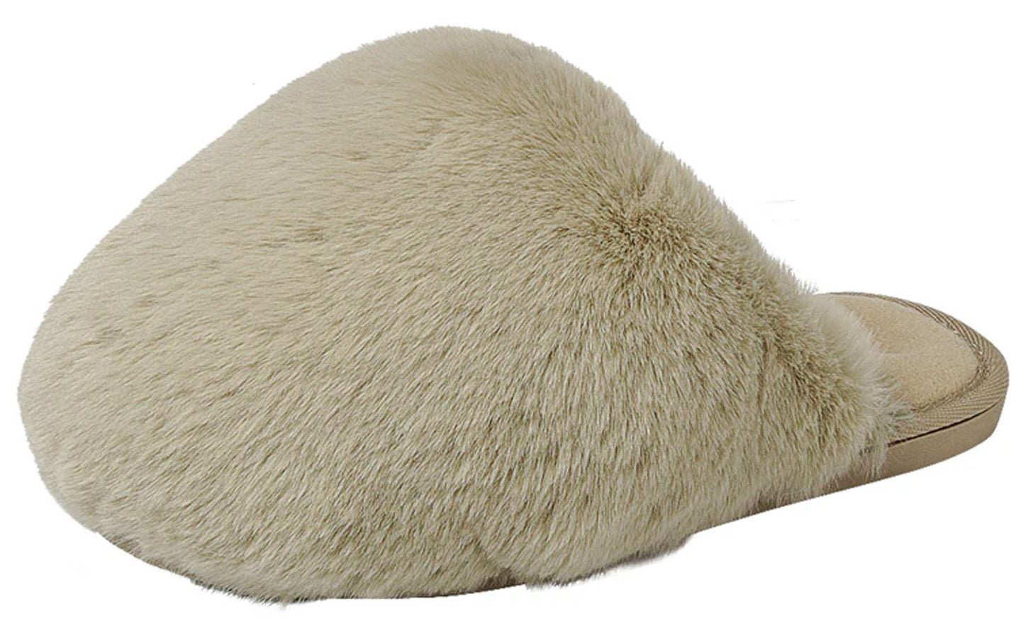Forever Women Faux Fur Slip-On Cozy Slippers Extra Fluffy Soft Plush Furry Mules Warm Comfy Winter Home Slippers RECAP-36 Taupe Beige