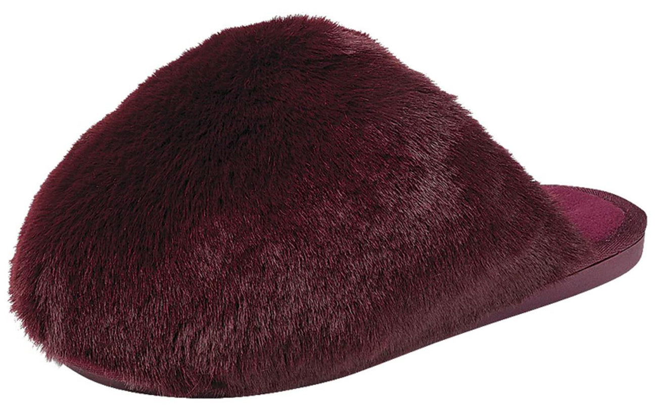 Forever Women Faux Fur Slip-On Cozy Slippers Extra Fluffy Soft Plush Furry Mules Warm Comfy Winter Home Slippers RECAP-36 Wine