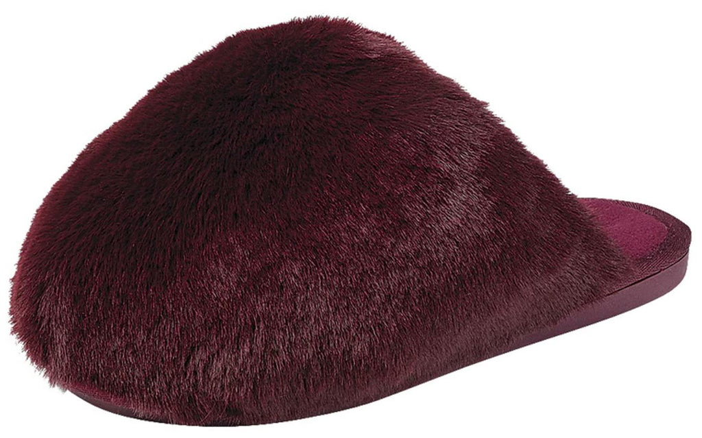 Forever Women Faux Fur Slip-On Cozy Slippers Extra Fluffy Soft Plush Furry Mules Warm Comfy Winter Home Slippers RECAP-36 Wine