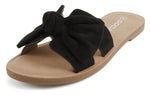 Soda Women’s Slide Sandals – Open Toe Bow Knot Strap Flat Sandals, Casual Summer Slip-On Sandals, Lightweight Comfort Slides ROAD-S Black