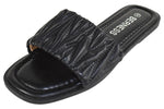 Berness Women’s Slide Sandals – Quilted Padded Strap Flat Sandals, Comfortable Slip-On Open Toe Casual Summer Slides SAANVI Black