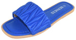 Berness Women’s Slide Sandals – Quilted Padded Strap Flat Sandals, Comfortable Slip-On Open Toe Casual Summer Slides SAANVI Blue