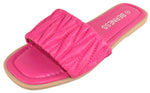 Berness Women’s Slide Sandals – Quilted Padded Strap Flat Sandals, Comfortable Slip-On Open Toe Casual Summer Slides SAANVI Hot Pink