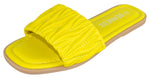 Berness Women’s Slide Sandals – Quilted Padded Strap Flat Sandals, Comfortable Slip-On Open Toe Casual Summer Slides SAANVI Yellow
