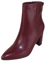Berness Sara Women's Pointed Toe Ankle Boots High Block Heel Side Zipper Dressy Faux Leather Booties Evening Shoes Burgundy Wine