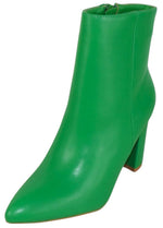 Berness Sara Women's Pointed Toe Ankle Boots High Block Heel Side Zipper Dressy Faux Leather Booties Evening Shoes Green