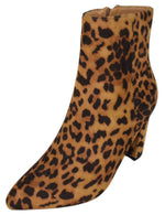 Berness Sara Women's Pointed Toe Ankle Boots High Block Heel Side Zipper Dressy Faux Leather Booties Evening Shoes Cheetah Leopard