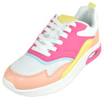 La Sheelah Women’s Air Cushion Sneakers – Lightweight Lace-Up Breathable Mesh Walking Tennis Running Shoes Casual Fashion Sneakers SKIP-11 Fuchsia Multi