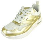 La Sheelah Women’s Air Cushion Sneakers – Lightweight Lace-Up Breathable Mesh Walking Tennis Running Shoes Casual Fashion Sneakers SKIP-11 Gold