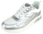 La Sheelah Women’s Air Cushion Sneakers – Lightweight Lace-Up Breathable Mesh Walking Tennis Running Shoes Casual Fashion Sneakers SKIP-11 Silver