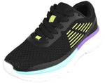 La Sheelah Women’s Lightweight Walking Sneakers – Breathable Mesh Running Shoes, Lace-Up Athletic Tennis Shoes, Cushioned Casual Fashion Sneakers STORY-08 Black