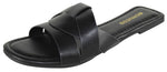 Berness Women’s Slide Sandals – Criss Cross Strap Design, Cushioned Footbed, Lightweight Flat Slip-On Sandals, Casual Summer Slides TOPAZ Black PU