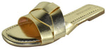 Berness Women’s Slide Sandals – Criss Cross Strap Design, Cushioned Footbed, Lightweight Flat Slip-On Sandals, Casual Summer Slides TOPAZ Gold