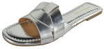 Berness Women’s Slide Sandals – Criss Cross Strap Design, Cushioned Footbed, Lightweight Flat Slip-On Sandals, Casual Summer Slides TOPAZ Silver